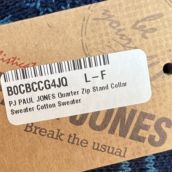 PJ Paul Jones Blue Quarter Zip Sweater Size Large New NWT - Picture 7 of 10